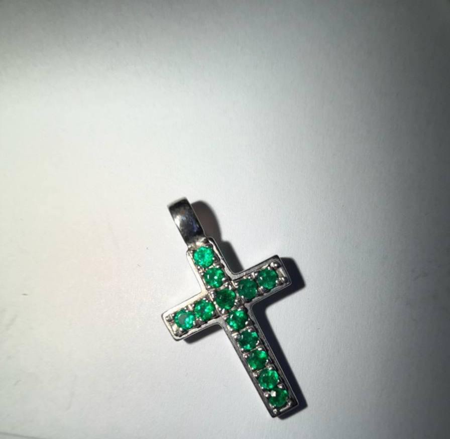 Croix Impériale – Silver Cross with Emeralds and Diamond Outline | Fabi Luxury Jewelry